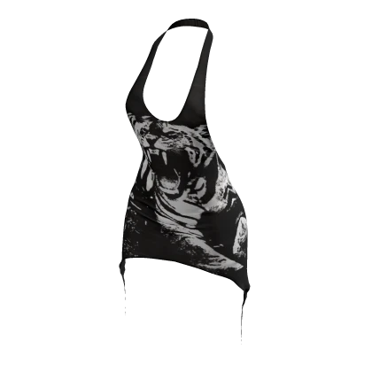 Matte Backless Halter Dress ♡ Black Tiger