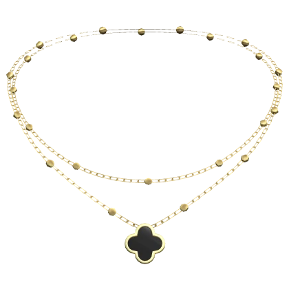 Clover Pendant Necklace Gold Black