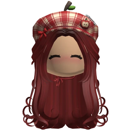 red igari hair w beret necklace face