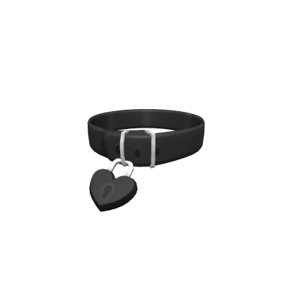 ♡ : (3.0) kawaii black heart lock puppy collar