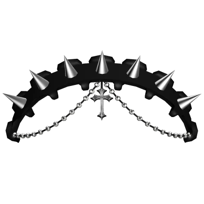 black emo gothic cross beaded ruffled headband 