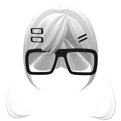 white dolly twin pigtails w jumbo nerdy glasses