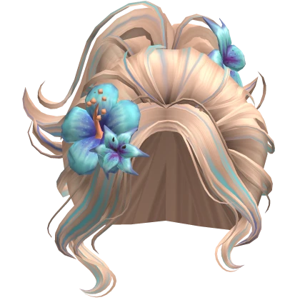 ♡ Preppy Summer Swirl Updo w/ Blue Flower (Blonde)