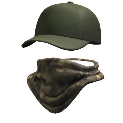 camo military mask w/ cap
