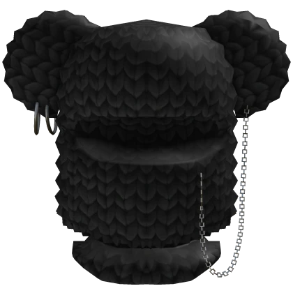 Balaclava w/ Ears Chains Fluffy Cute Y2K Emo Black