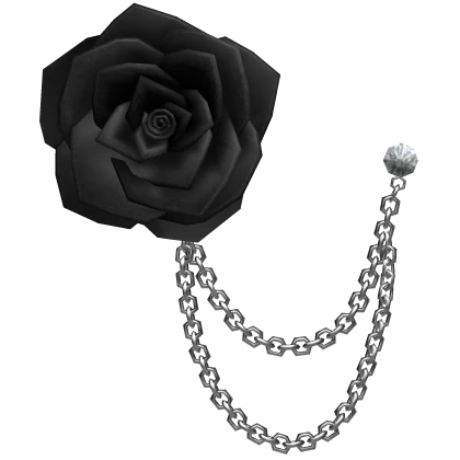 Black Rose Vintage Lapel Pin With Silver Chains