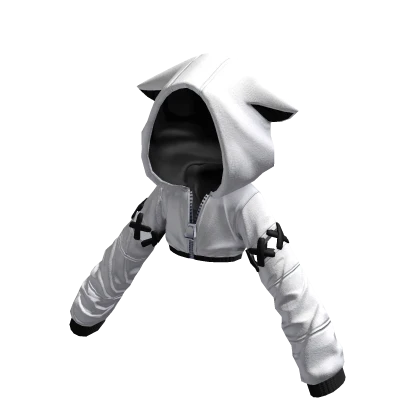 Crop Kitty Hoodie Reverse Monochrome
