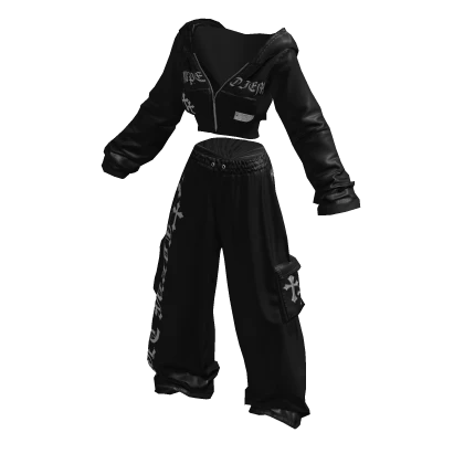  ★Crop Hood zipup set BLACK Crop Hood zipup set★