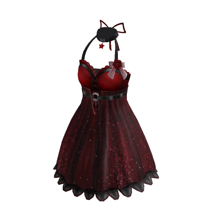 Fancy Frilly Halter Gown Red & Black 