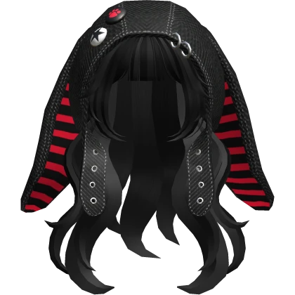 Black&Red Bunny Hat Hair