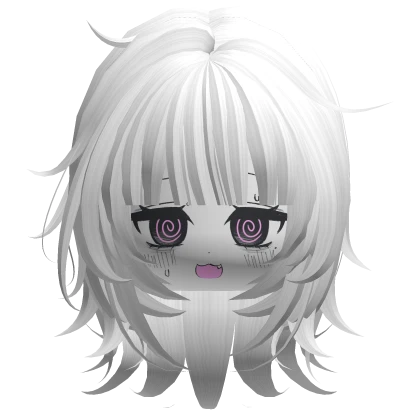 Messy layered Wolfcut Hair w Dizzy Face White