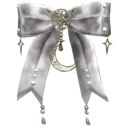 White Bow w Stars and Moon Crescent 