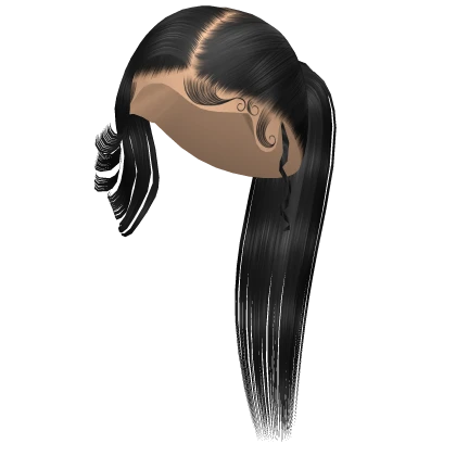Long Ponytail w Side Bang in Black