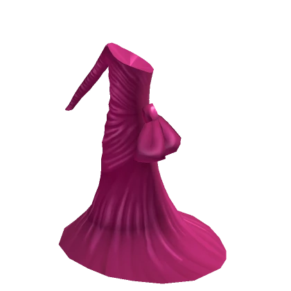 Ruched One-Sleeve Mermaid Gown - Bright Pink