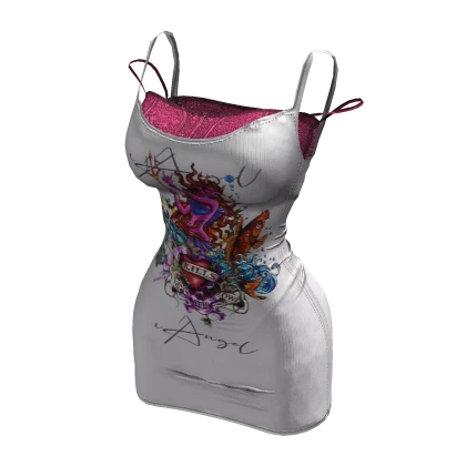 ʚ♡ɞ y2k White Graphic Bodycon Dress