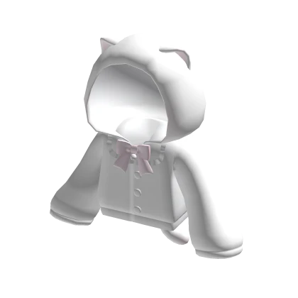 ୨୧: kawaii white cat hoodie with bow