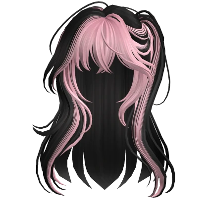 Two-Tone Anime Hair w/ Side Ponytail Pink & Black