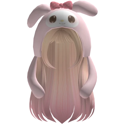 ꒰ ♡ ꒱cute blonde hair w/ pink tips w/ bunny hat