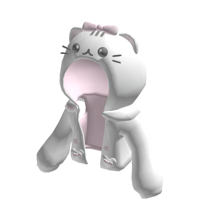 ꒰♡꒱ kawaii white and pink cat hoodie 