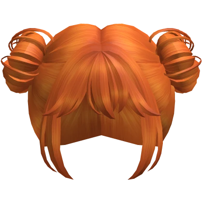 orange ginger wispy messy space buns hair