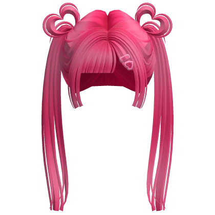 Cute Valentine Twintails w/ Heart Buns (Hot Pink)