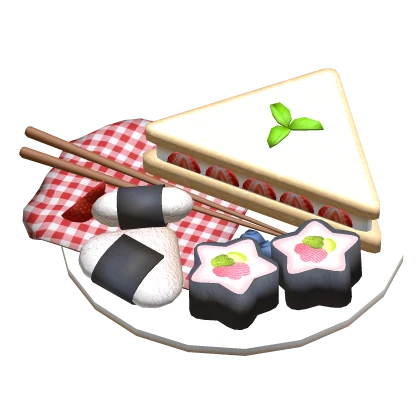 Japanese Igari Spring Sushi Picnic Plate (Front)