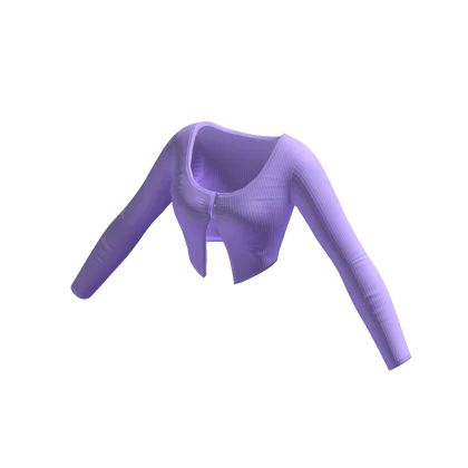 Purple Split Front Button Crop Top