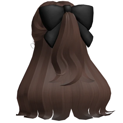 Preppy Wavy Hair w/ Bow & Earrings (Brown)