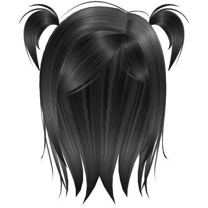 ♱ : side swept horror pigtails emo hair dark grey