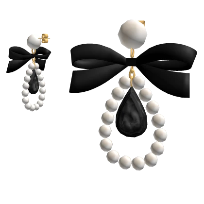 Lovely Gold Black Pearl Bow Earrings