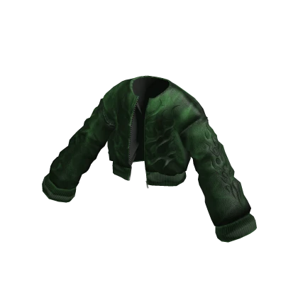 MARCHÉE - Green Collarless Leather Bomber Jacket