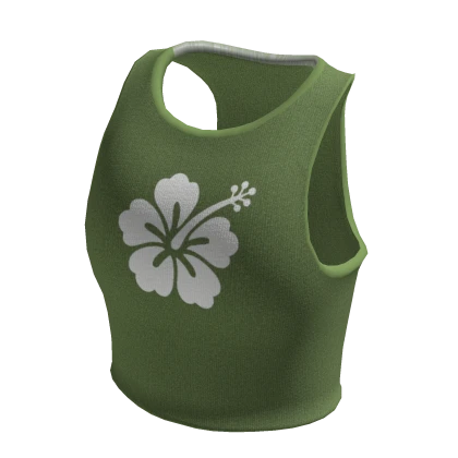 Hawaiian Crop Tank Top Green