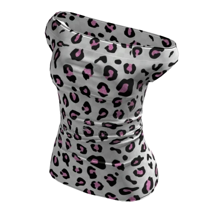 ☆ y2k off-shoulder leopard pink shirt