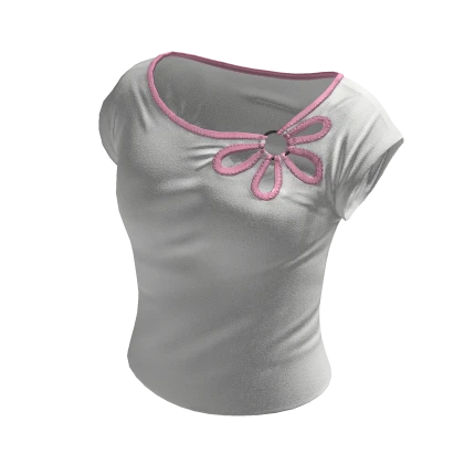 cute flower petal top (white-pink)