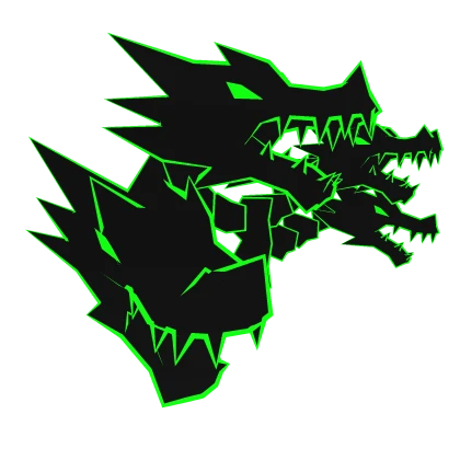 Cartoony Green Dragon Heads