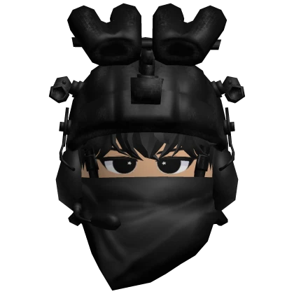 Black Tactical Night Vision Helmet w Mask (Anime)