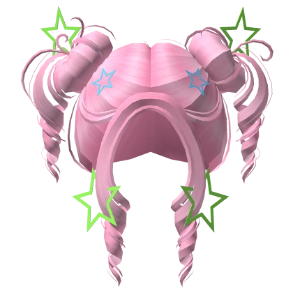 pink starry cute girl hair w green stars