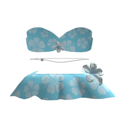 Summer Beach Set w/ Hibiscus Waist Chain (Blue)