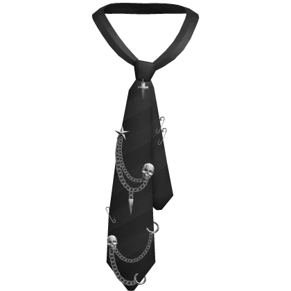 Messy Y2K Pierced Emo Tie in Black 3.0