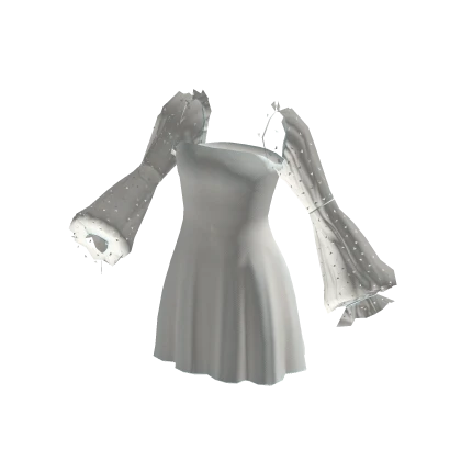 White dress with transparent sleeves