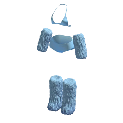 Y2K Slavic Winter Bikini Fur Set | Blue