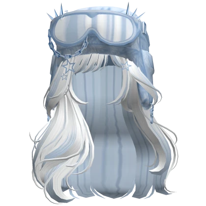 Blue and White Lush Waves w/ Y2K Ushanka Goggles