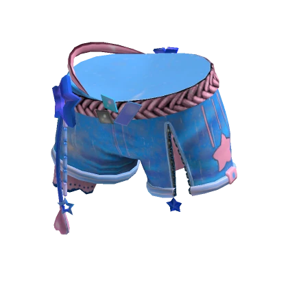 Punk Shorts w/ Stars & Hearts Charms Blue & Pink