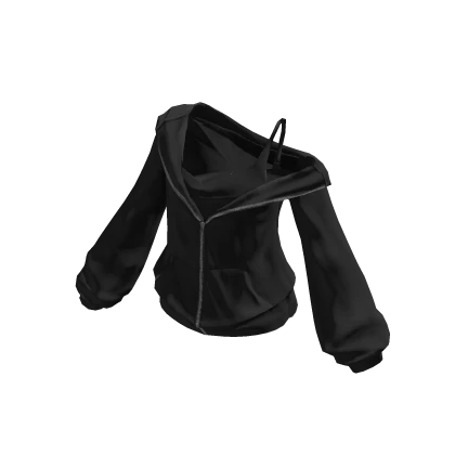 Off Shoulder Oversized Hoodie Black