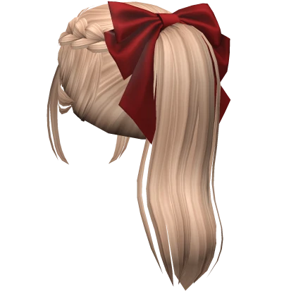 Dutch Braid Ponytail w/ Red Bow (Blonde2)
