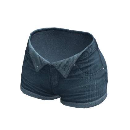 Jean Shorts Unzipped Blue Denim Opened Ripped Y2K