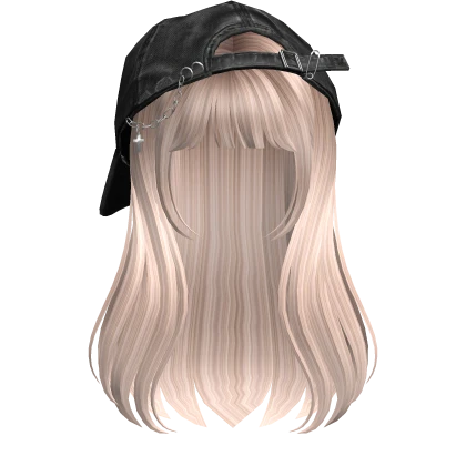 Platinum long girl hair w/ Y2K Distressed Hat