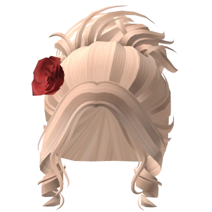 Valentines Rose Flower Messy Bun in Blonde