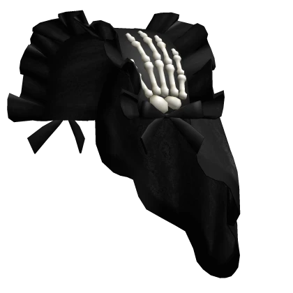 goth ribbon fatal skeleton hands black bonnet veil
