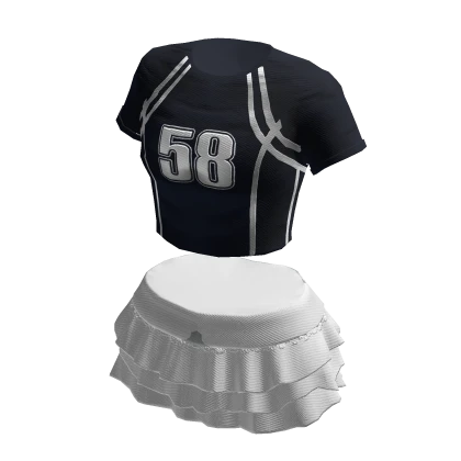 Blue Cropped Jersey Tee w Layered Ruffle Skirt